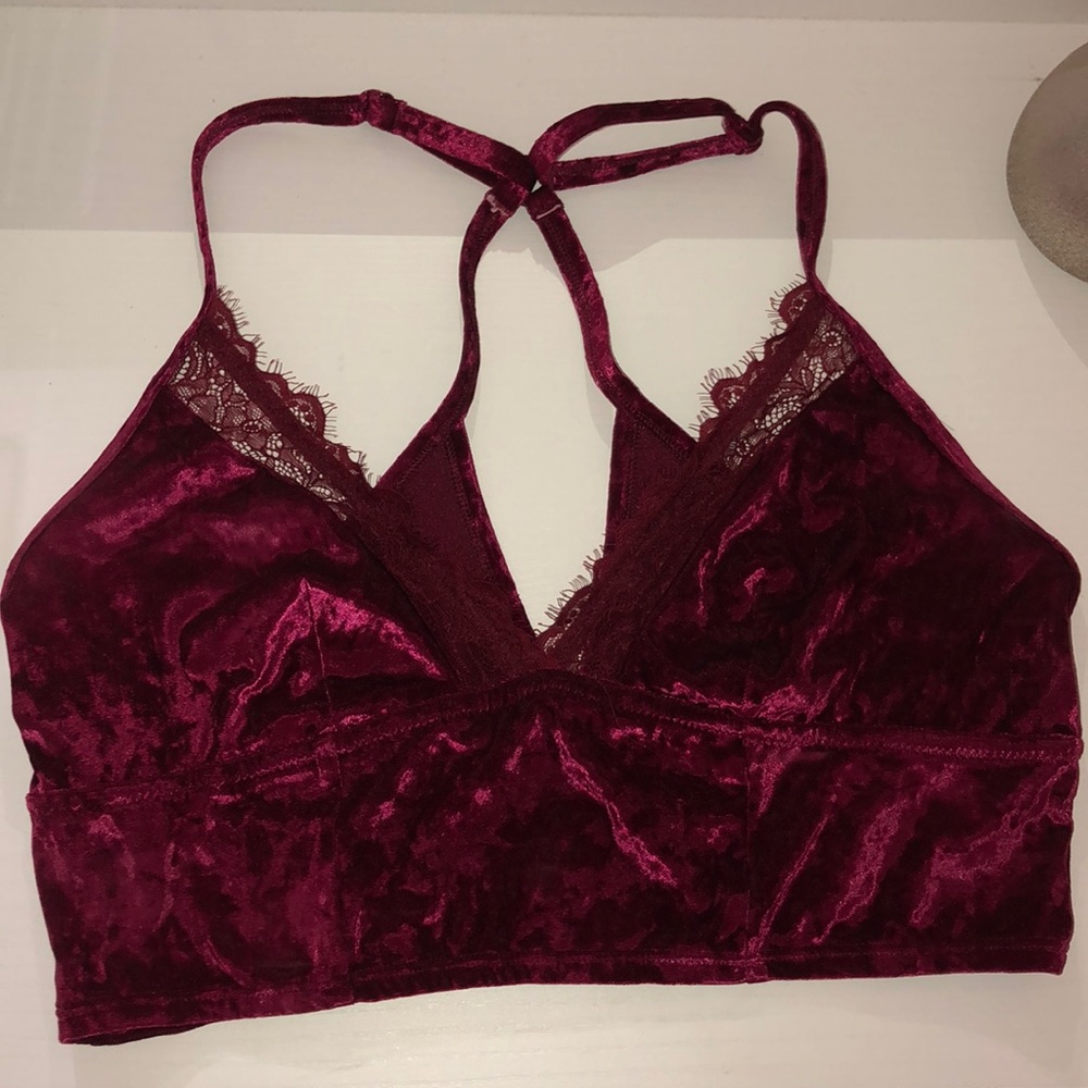 Burgundy velvet bralette aerie